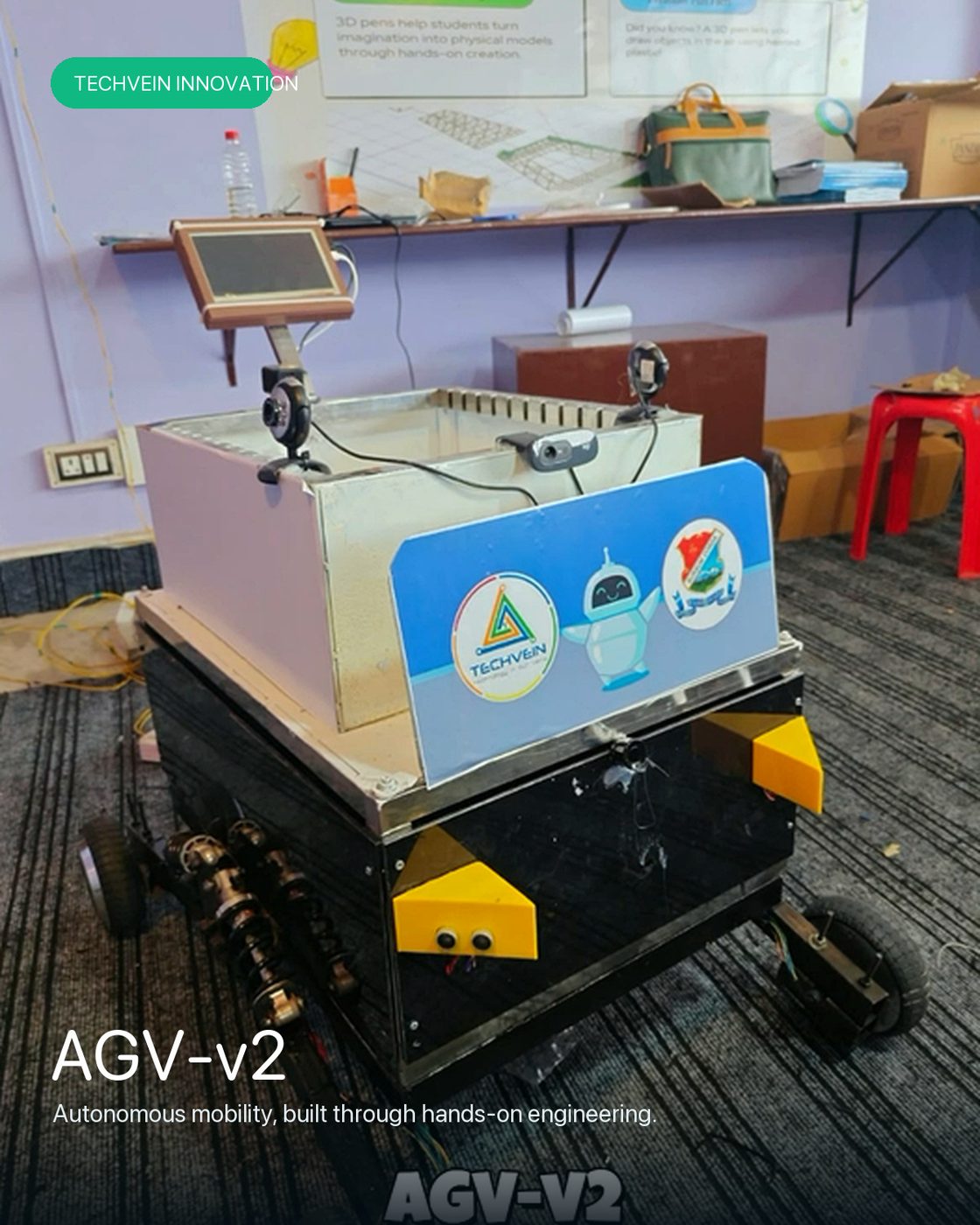 Techvein AGV v2, complete with cargo enclosure and display